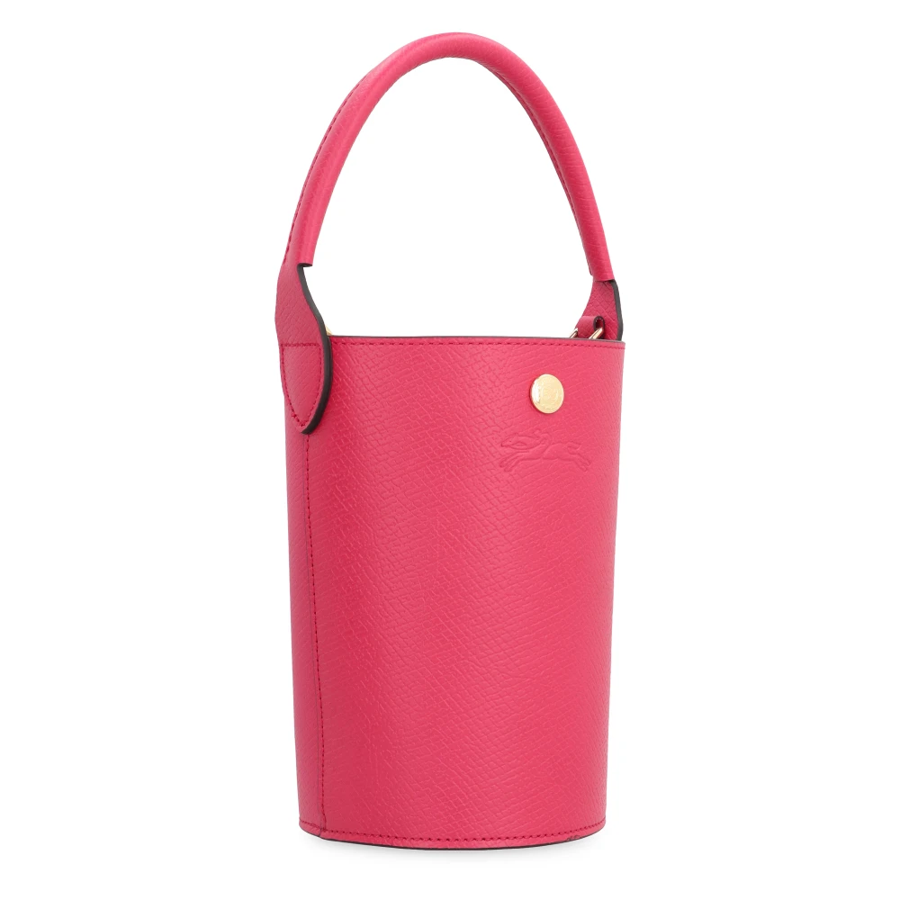 Longchamp Leren Bucket Bag met Snap Sluiting Pink Dames