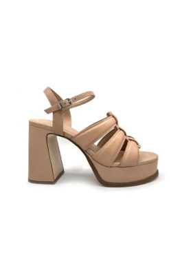 Nude Läder Plattforms Sandaler