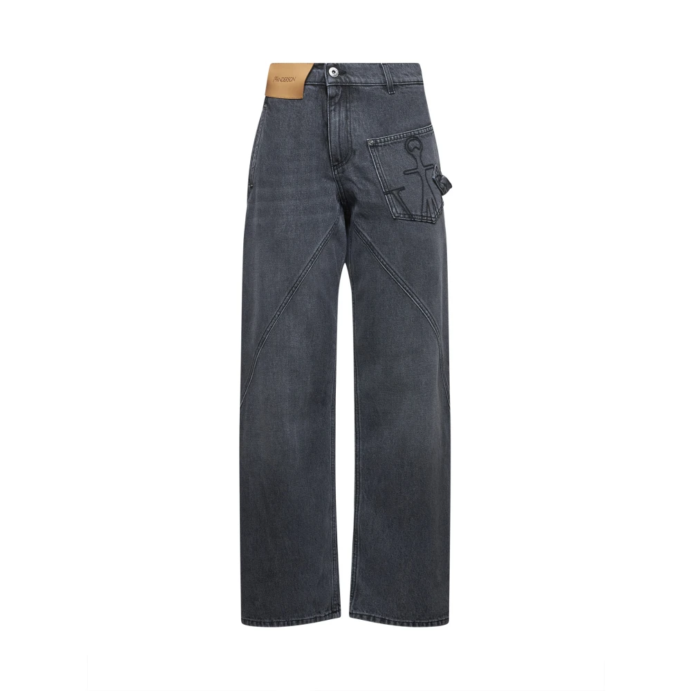 JW Anderson Grijze Twisted Leg Jeans Gray Dames