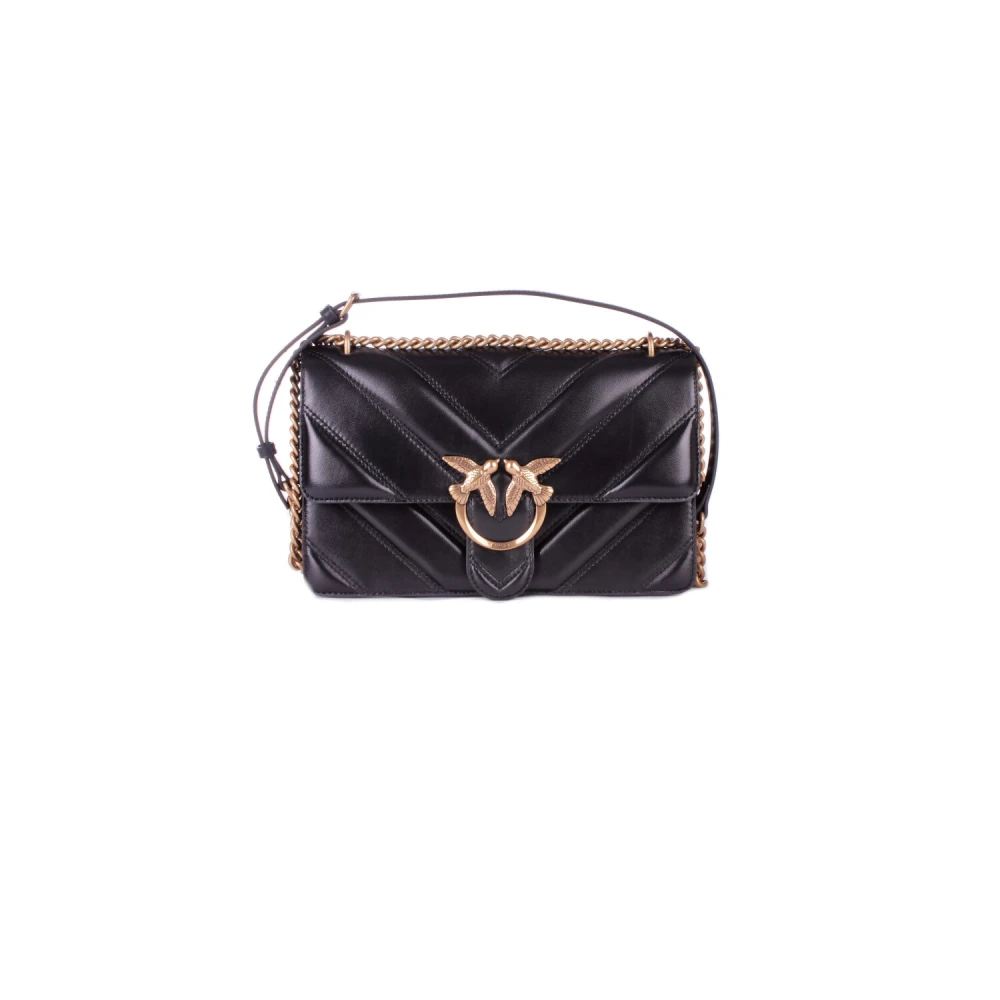 pinko Stijlvolle Schoudertas met Logo aan de Voorkant Black Dames