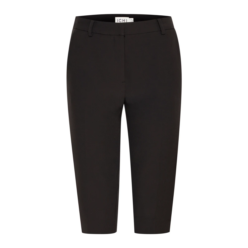 Ichi Zwarte Slim-Fit Capri Broek Black Dames