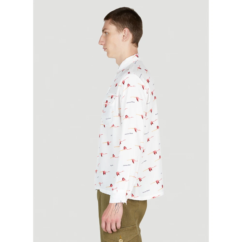 Human Made Flamingo Print Overhemd White Heren