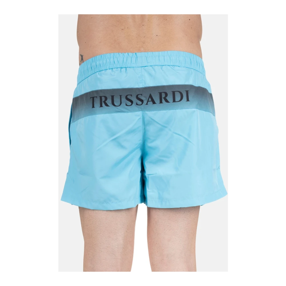 Trussardi Heren Zwemkleding Vertical Logo Blue Heren