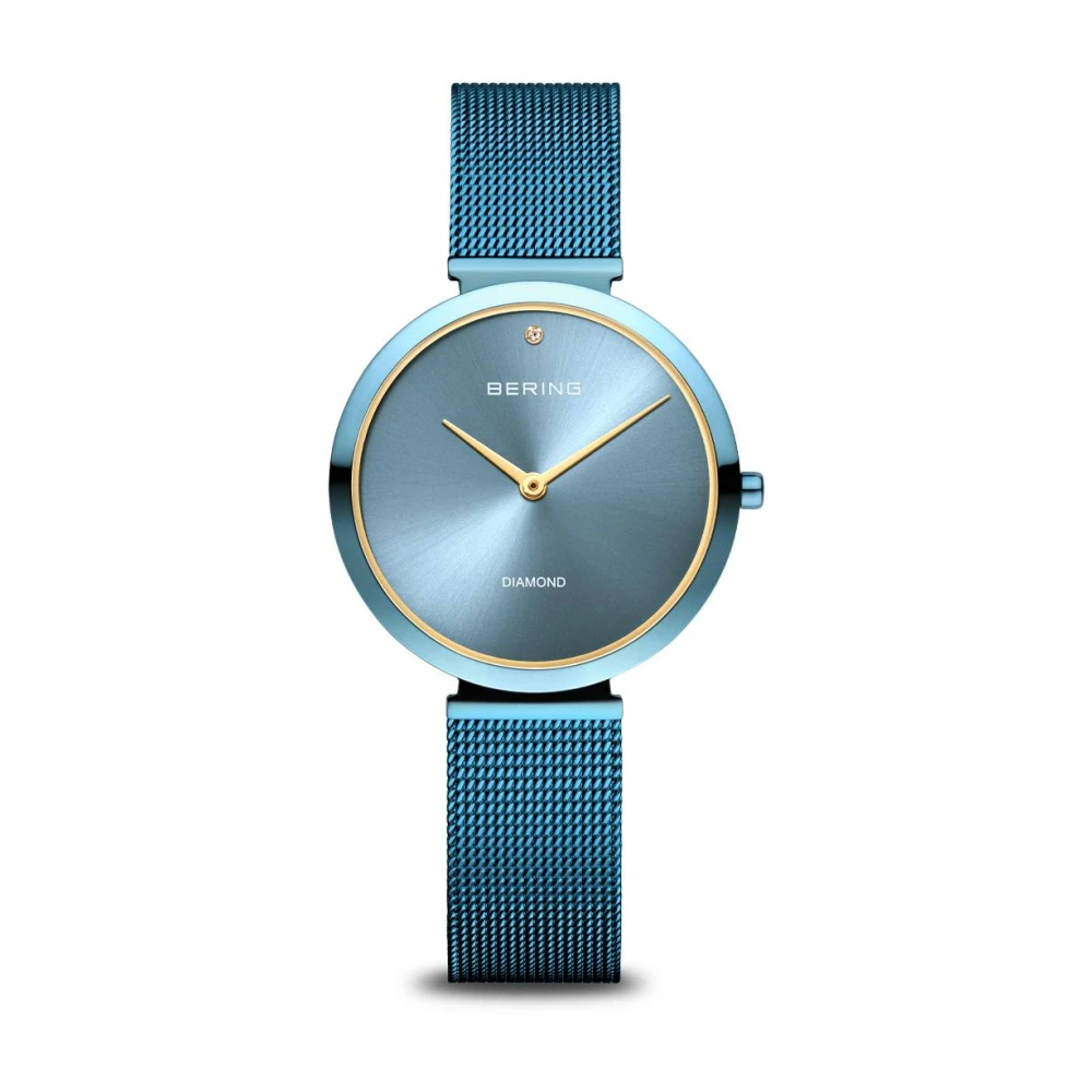 Bering Women's Blue Watch Charity 32 Mm 3 Atm Sapphire Glass Slim Design Bracelet Milanese 18132-Charity1