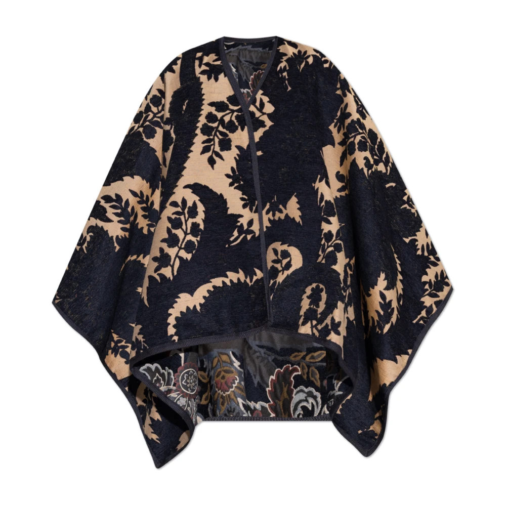 ETRO Omkeerbare poncho met bloemenpatroon Black Dames