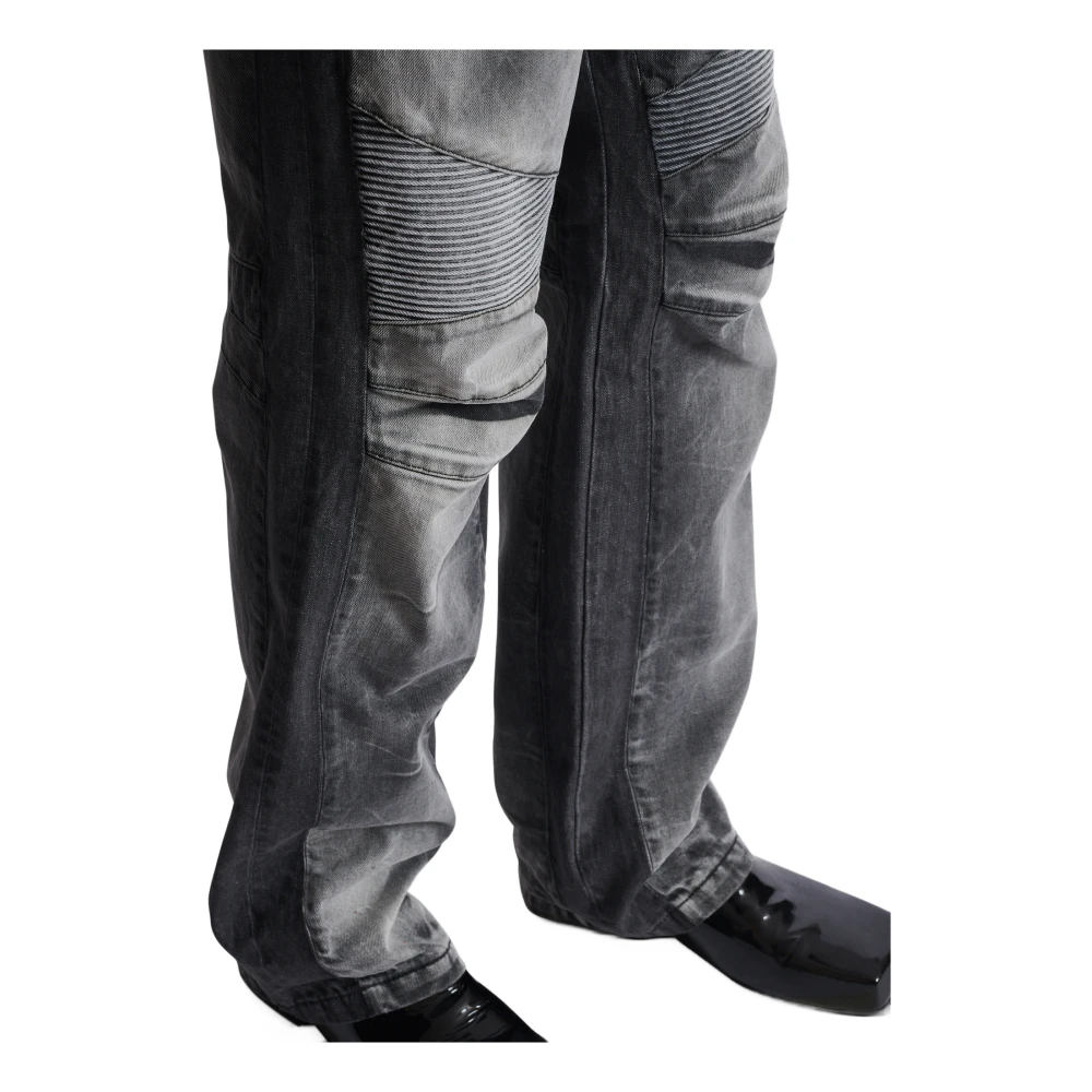 Balmain Loose-fit denim biker jeans Gray Heren