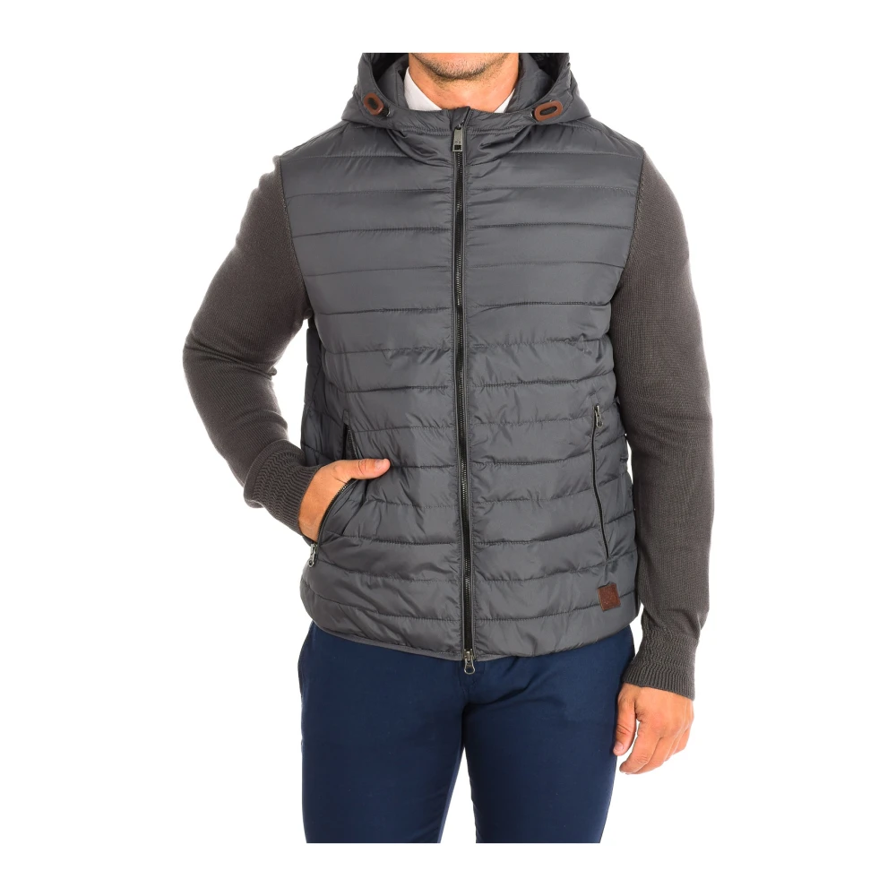 La Martina Men's Gray Down Jackets, L, Hooded Jacket