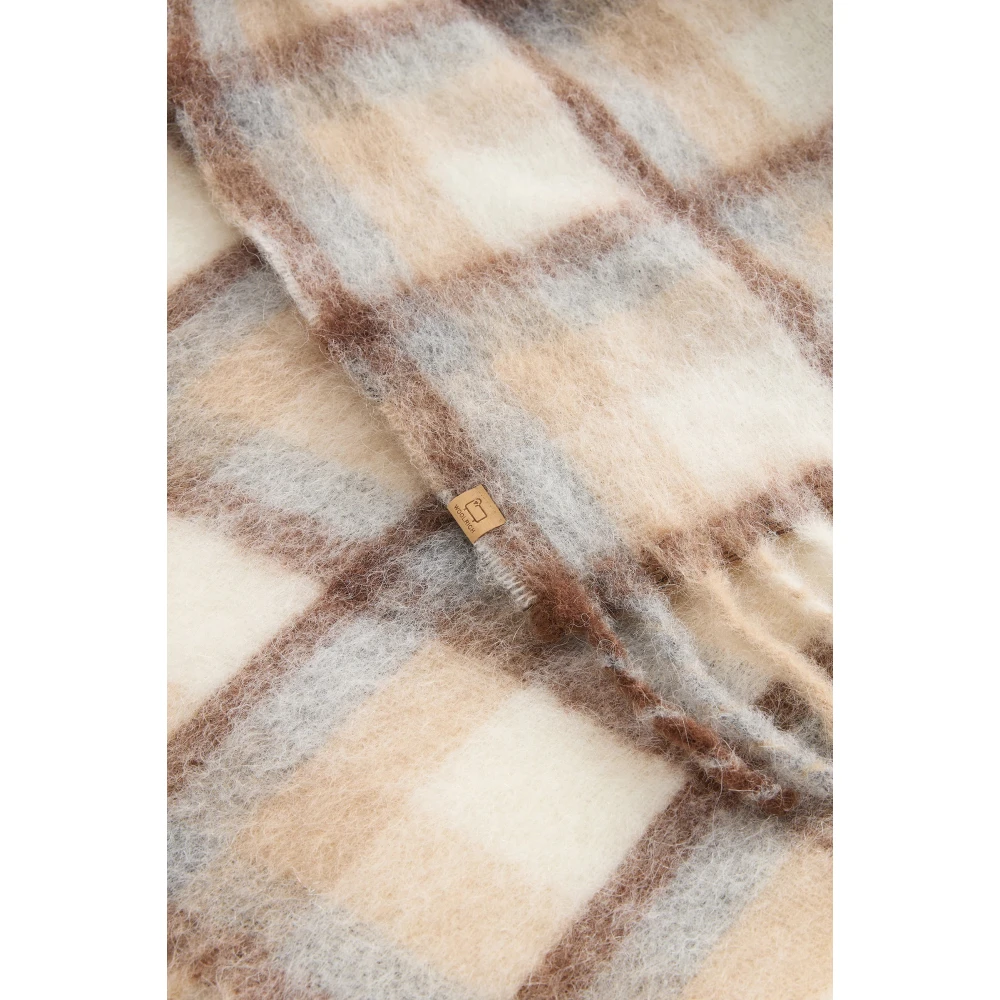 Woolrich Alpaca Mohair Wol Hooded Sjaal Beige Dames