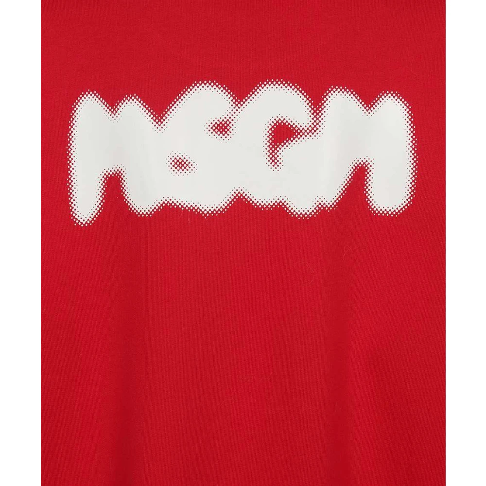 Msgm Katoenen Crew-Neck Sweatshirt met Logo Print op de Rug Red Dames