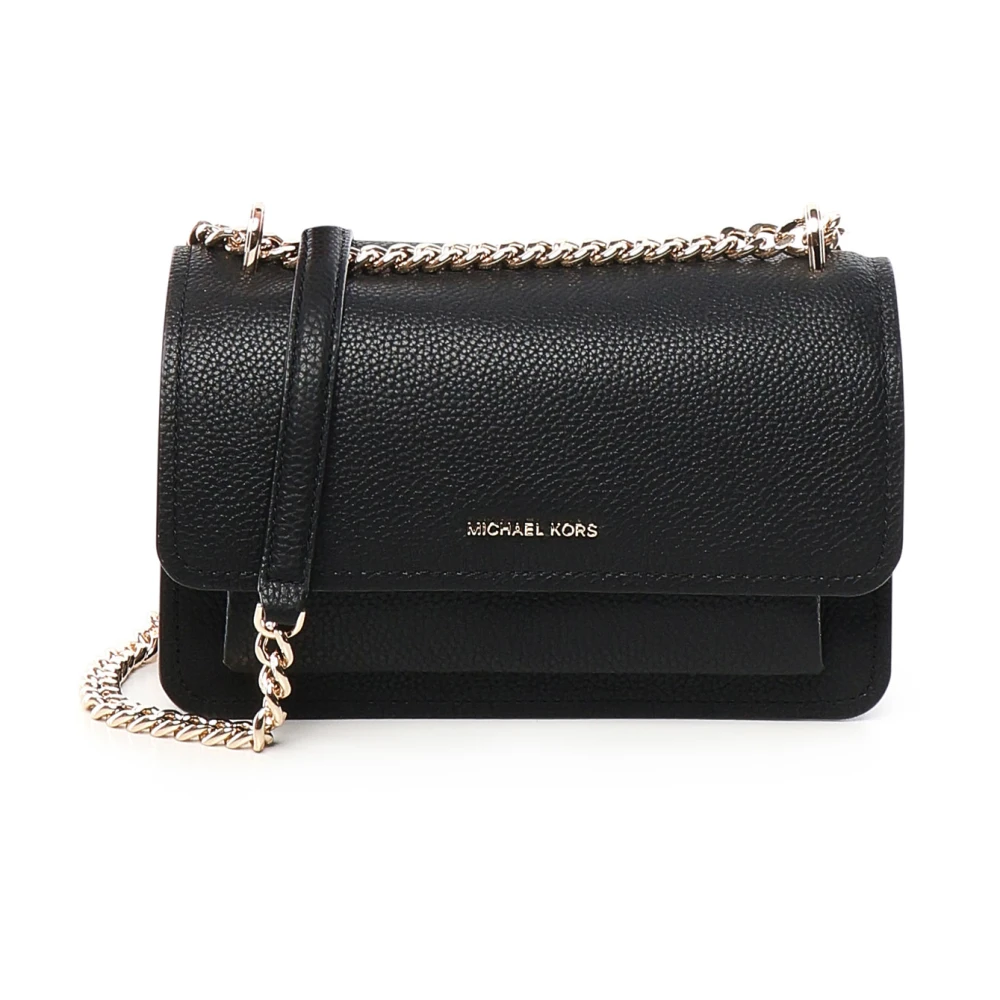 Michael Kors Zwarte leren schoudertas met logo Black Dames