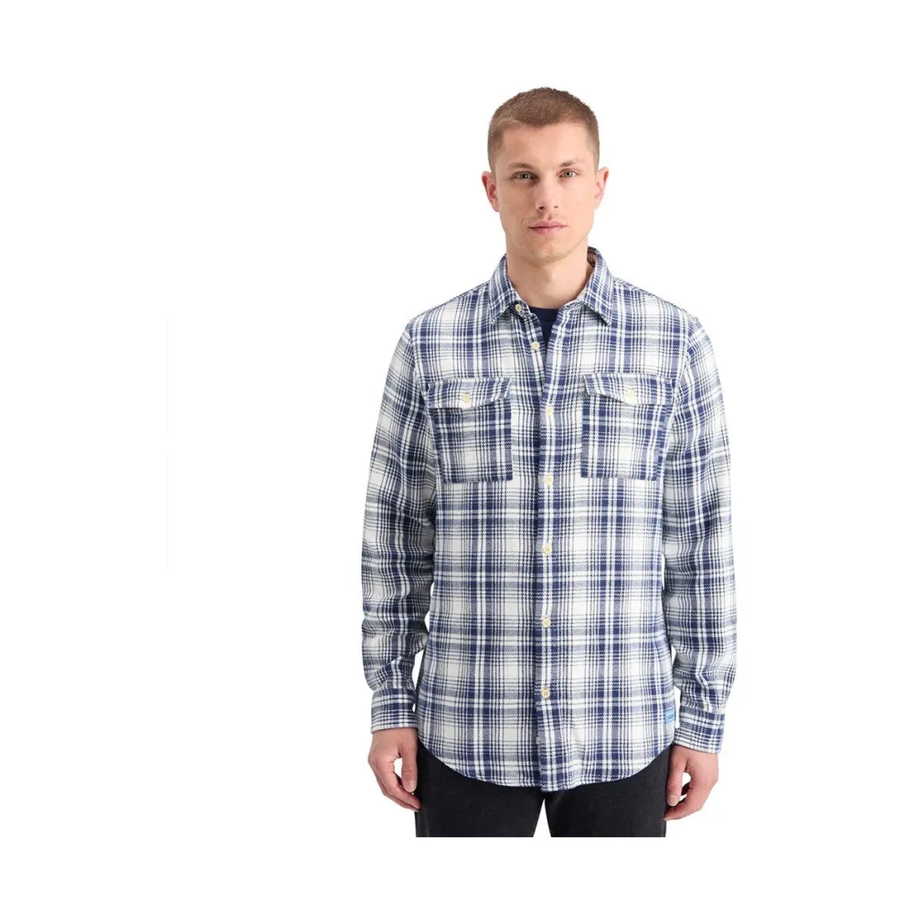 Scotch & Soda Geruite Flanellen Overhemd voor Regular Fit Blue Heren