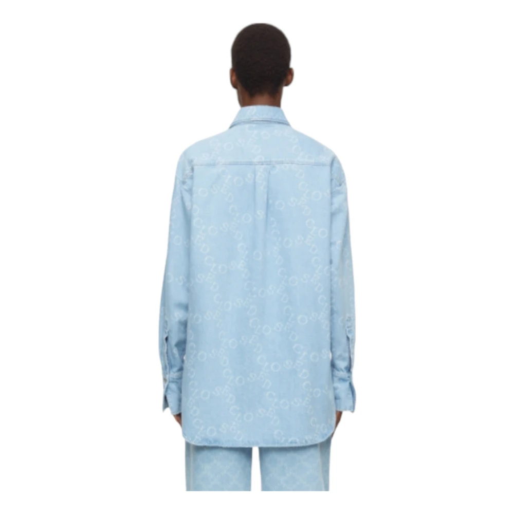 closed Denim Logo Shirt Blauw Blue Dames