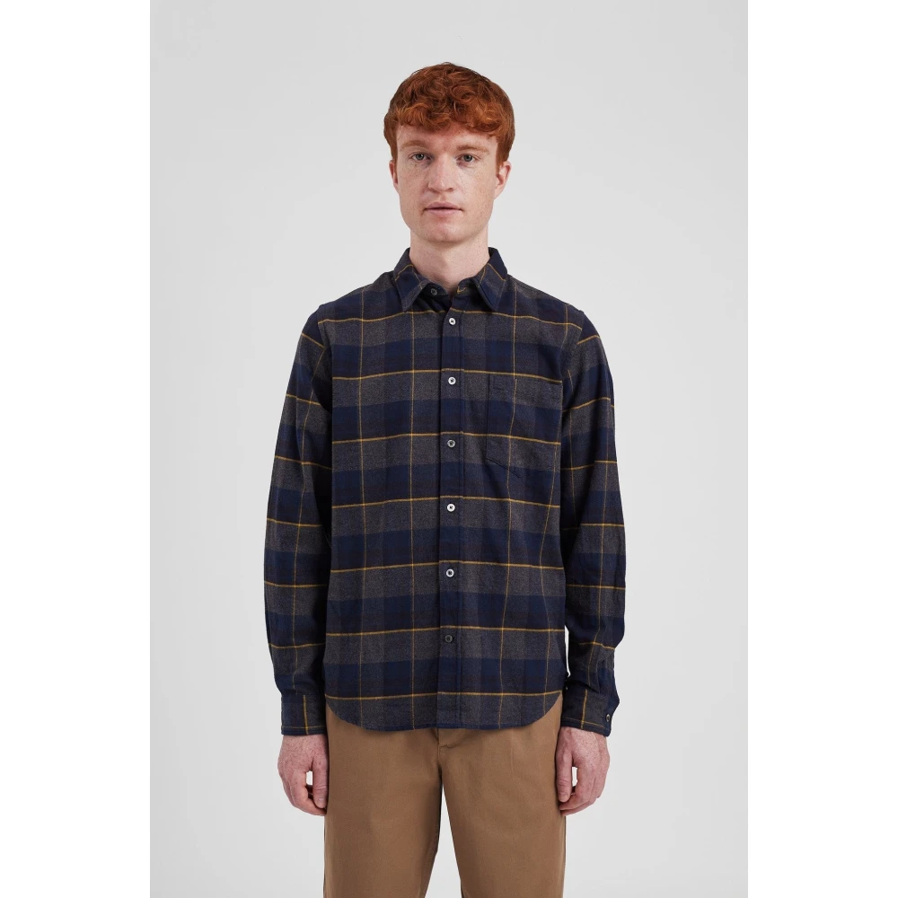 Norse Projects Geruite Flanellen Overhemd Gray Heren