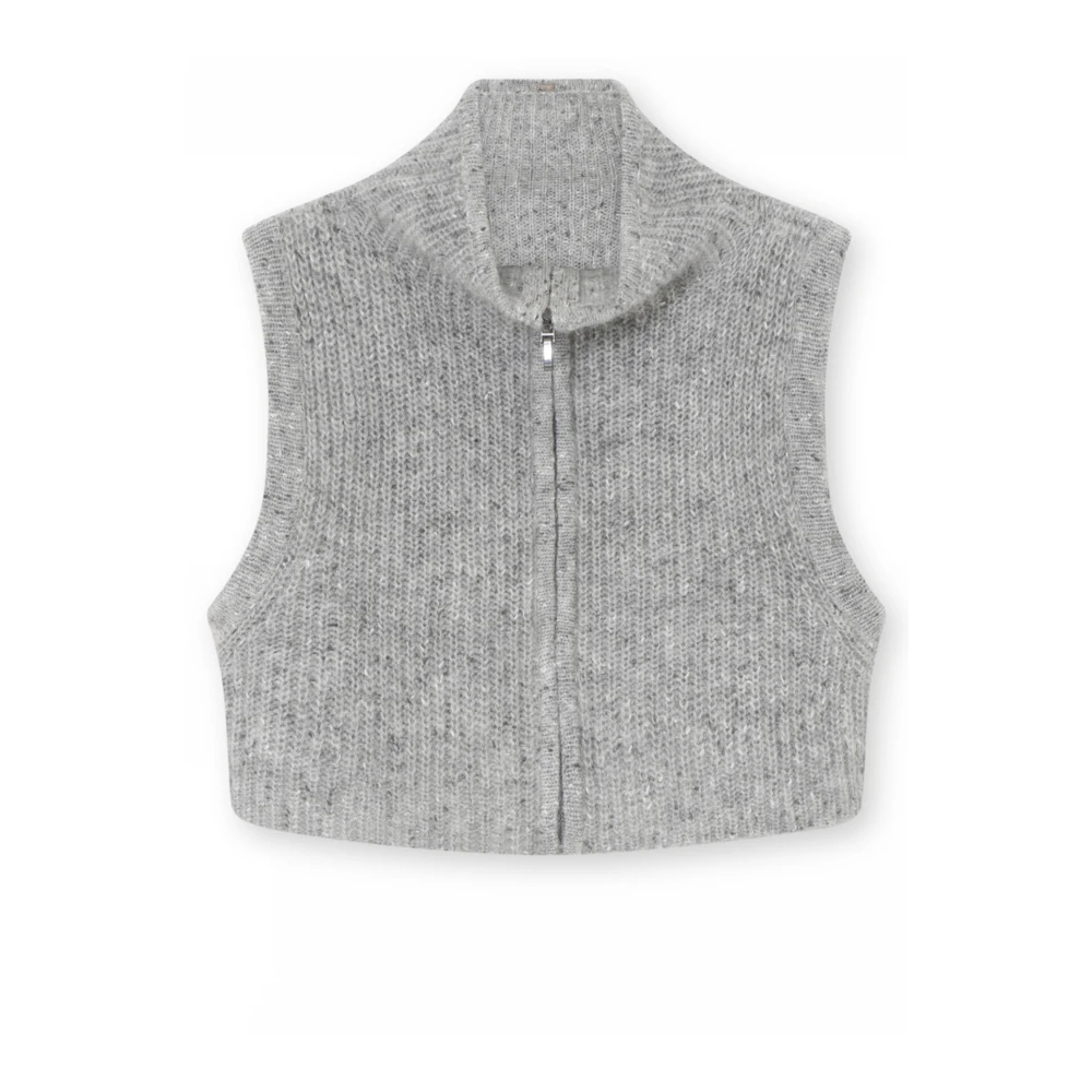 Gustav Gebreide Stalen Bodywarmer met Hoge Kraag Gray Dames