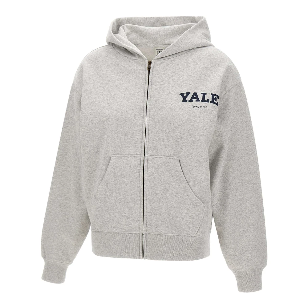 Sporty & Rich Women's Gray Yale Classic Zip Hoodie - Zip-Throughs - Xs - Sweatshirts & Hoodies