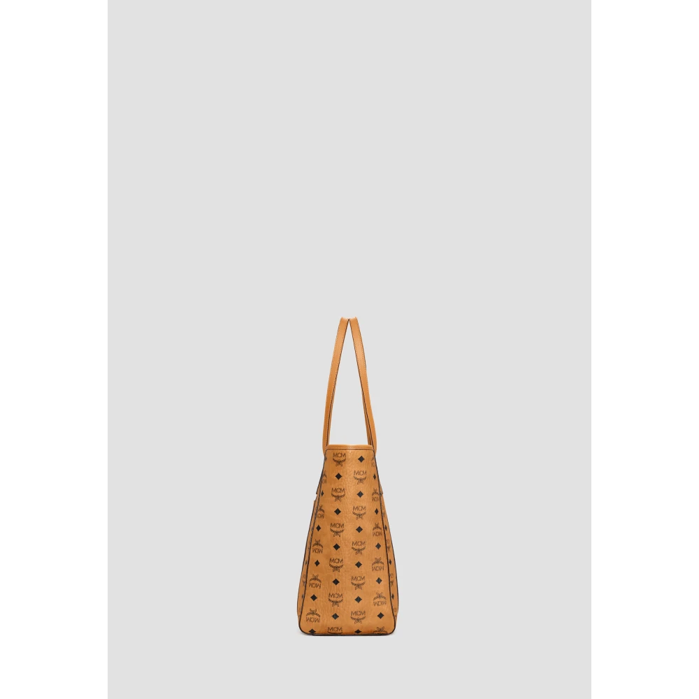 MCM Toni Shopper met rits in Visetos Brown Dames