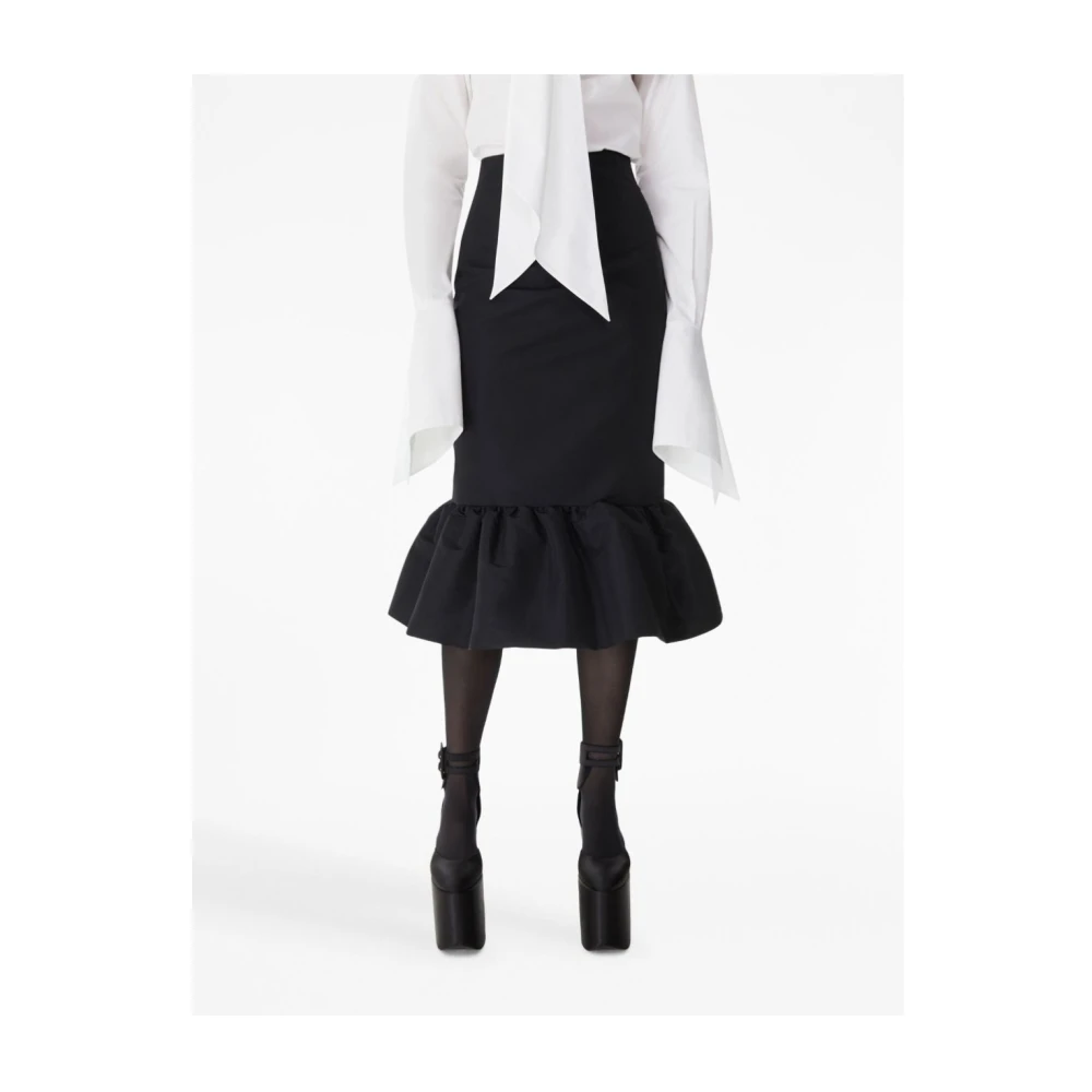 Nina Ricci Taffeta Midi Rok Zwart Black Dames