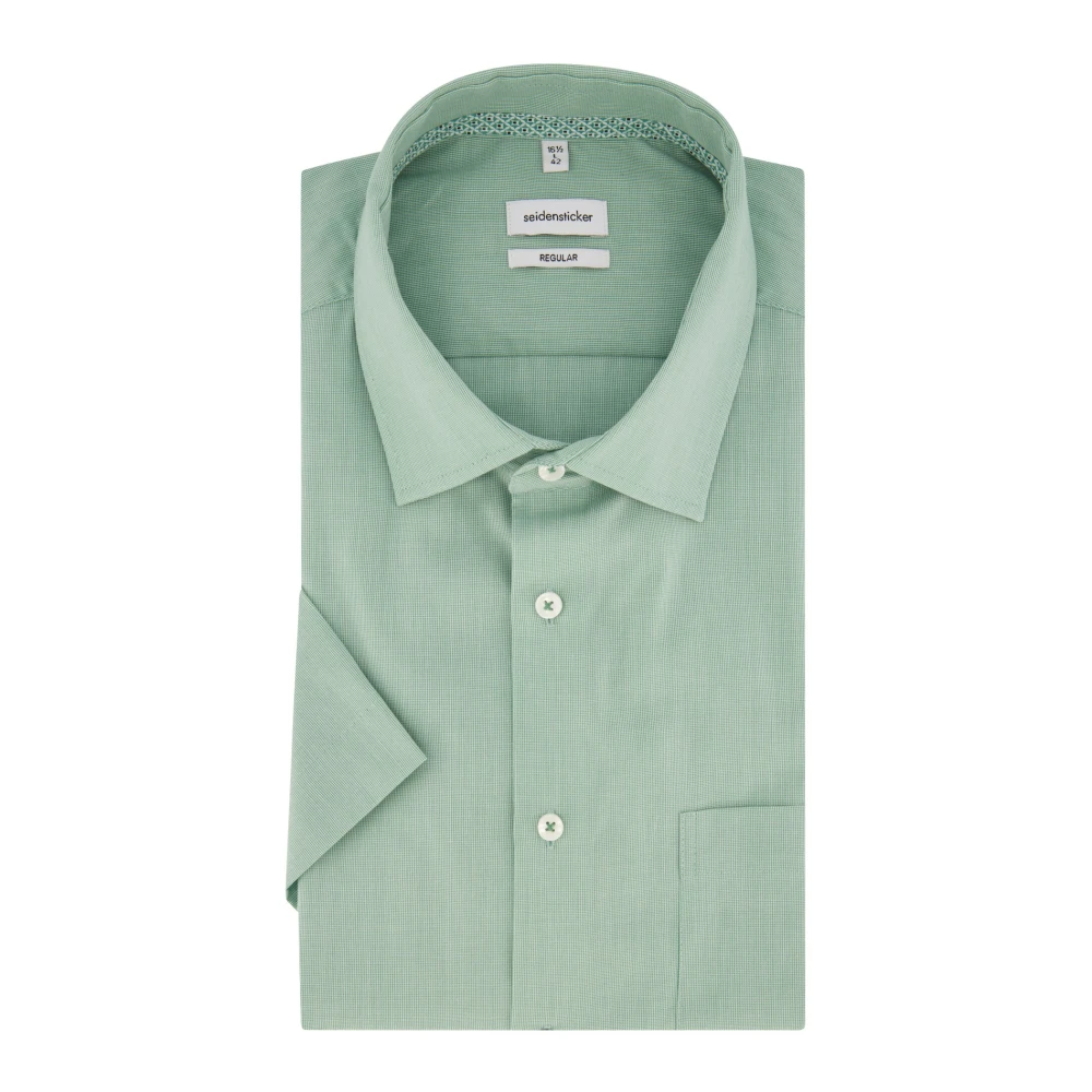 seidensticker Casual korte mouw groen geruit overhemd Green Heren