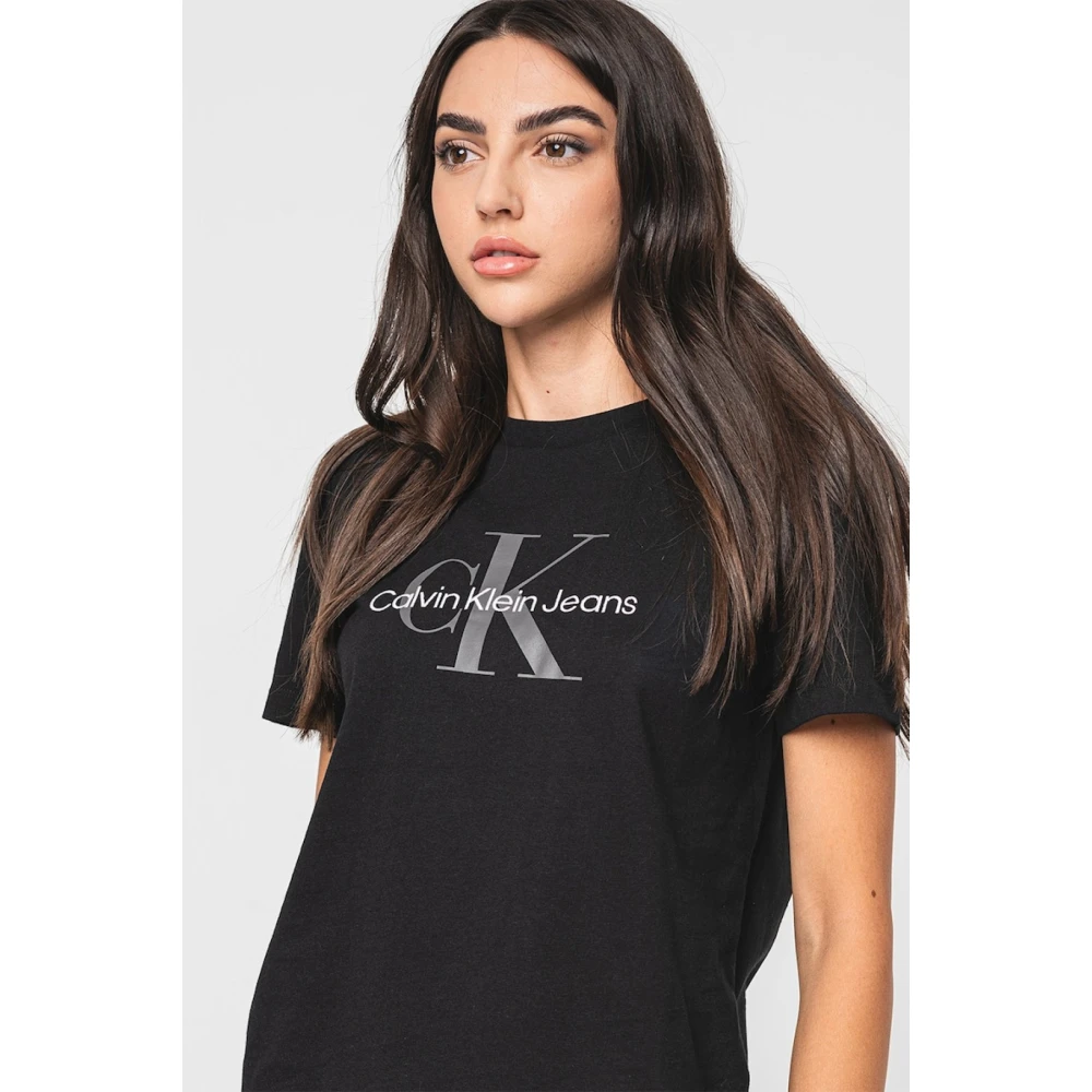 Calvin Klein Zwart Logo Katoenen T-shirt Black Dames