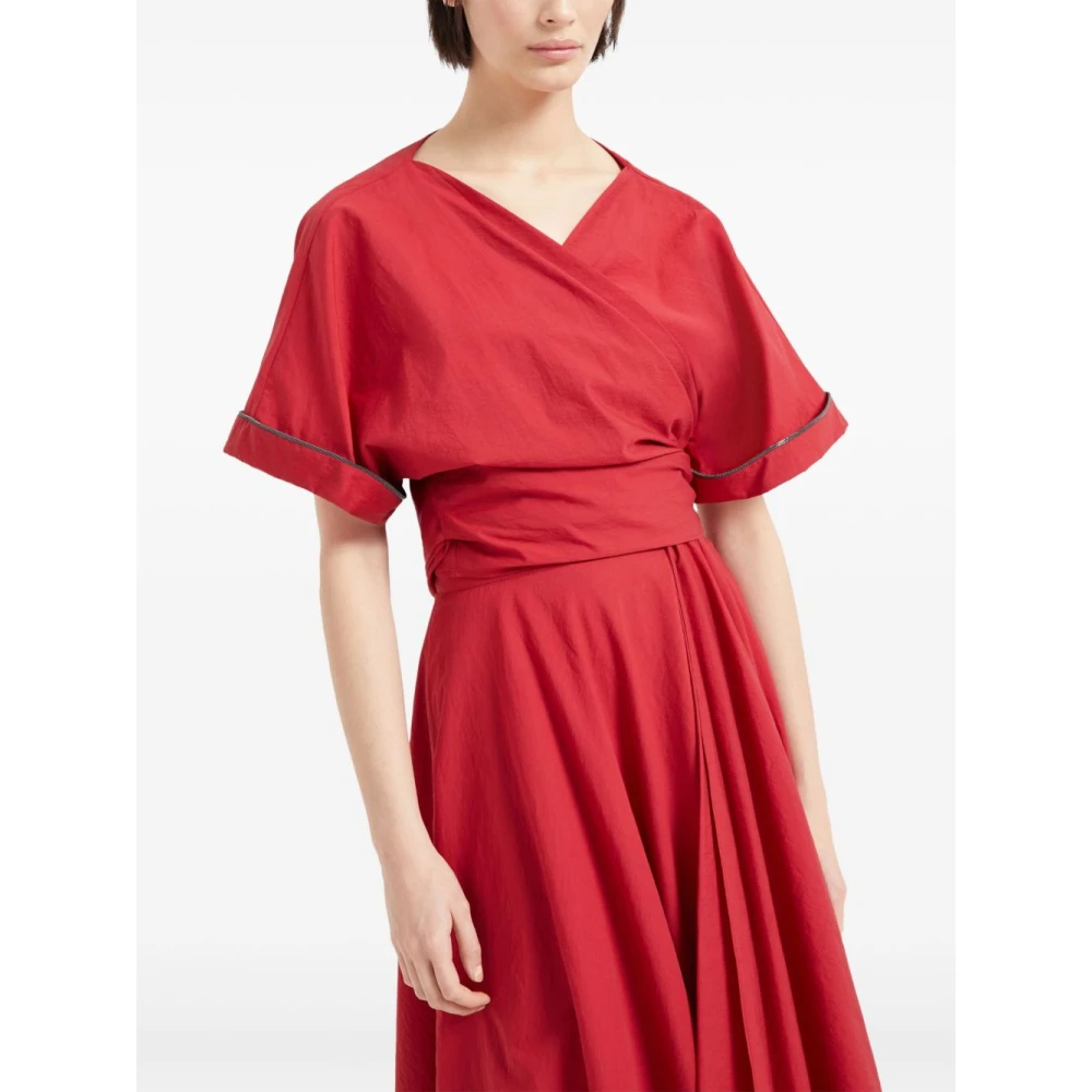 BRUNELLO CUCINELLI Rode V-hals T-shirts en Polos Red Dames