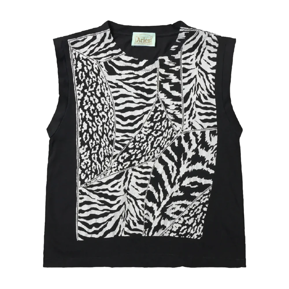 Aries Zebra Print Mouwloos T-shirt Black Heren