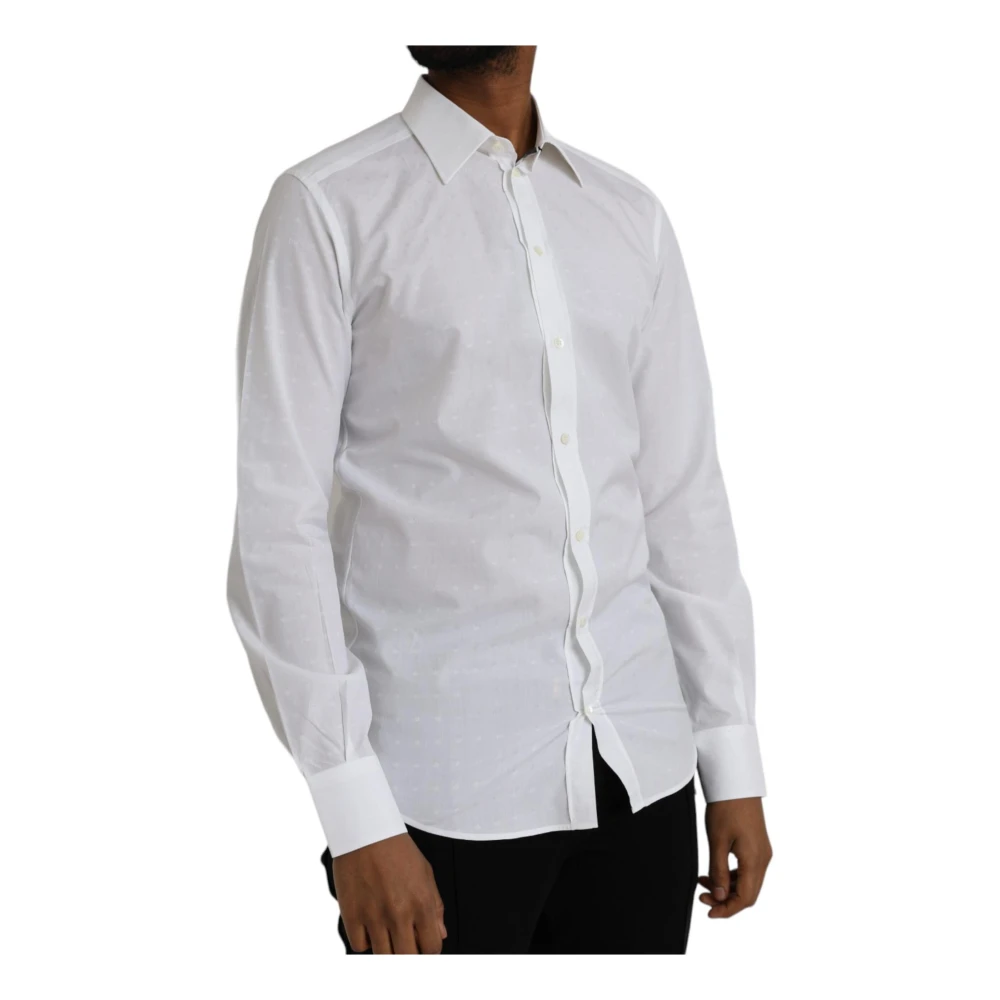 Dolce & Gabbana Wit Katoenen Overhemd Klassieke Kraag Lange Mouwen White Heren