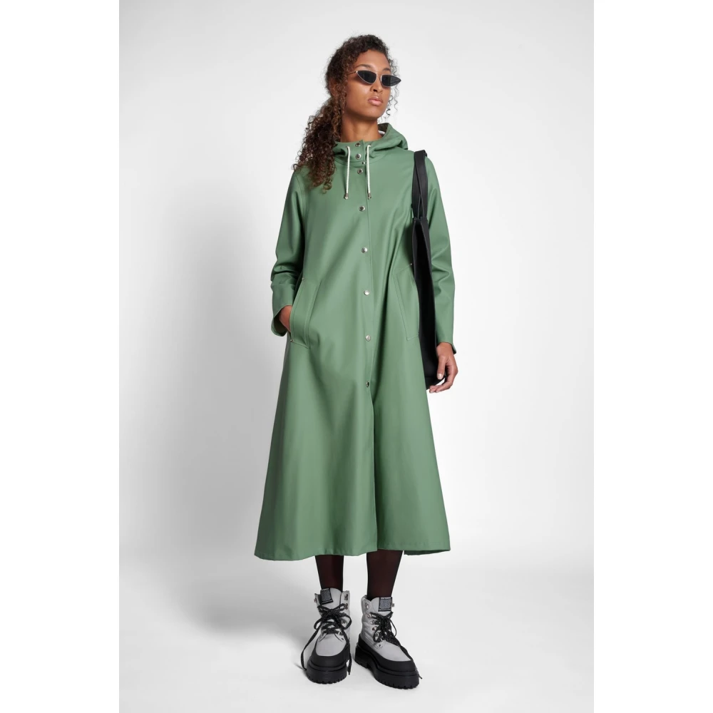 Stutterheim Waterdichte Knielange A-Lijn Regenjas Green Dames