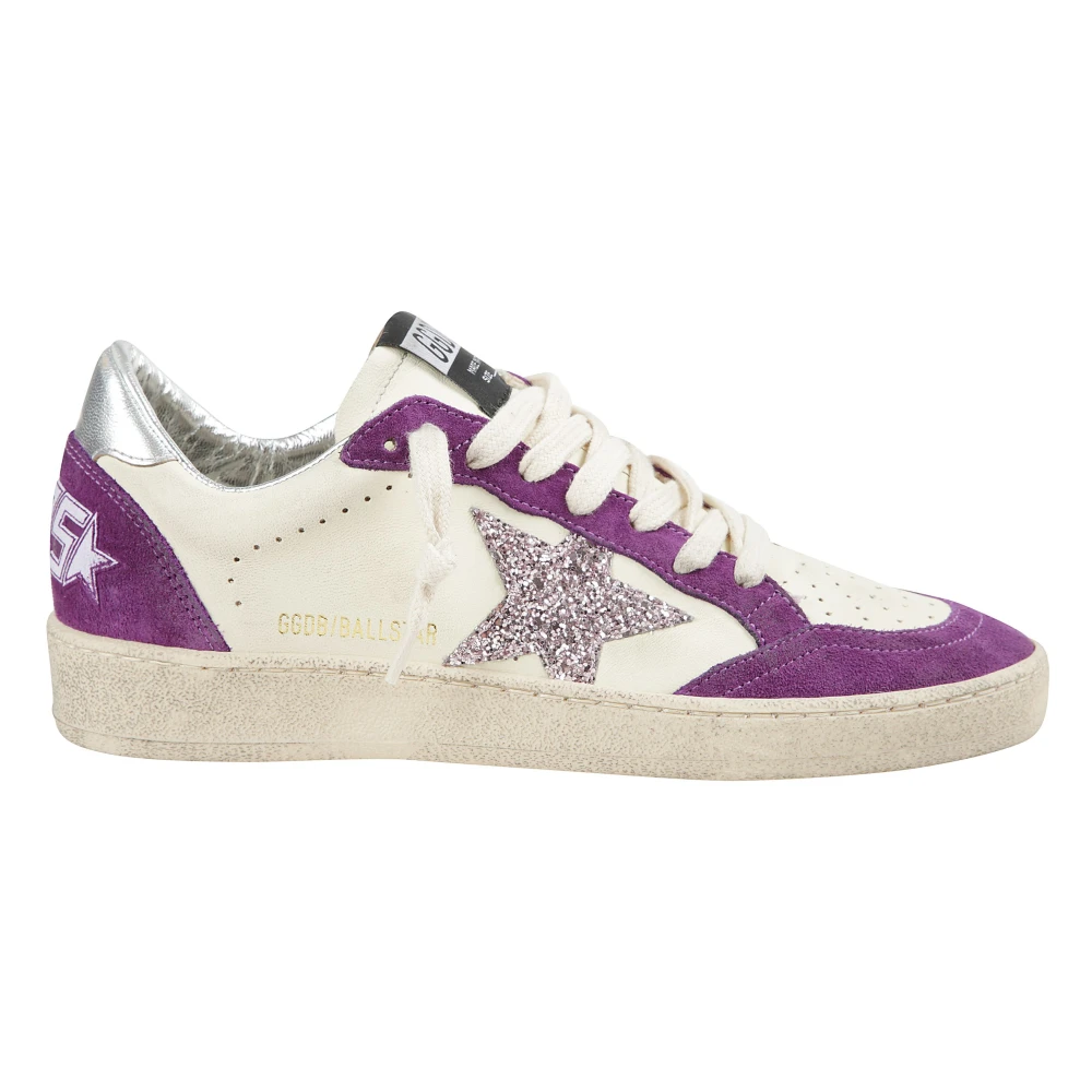 Golden Goose Women's Purple Sneakers,, Suede Glitter Star Trainers Size 7 Uk