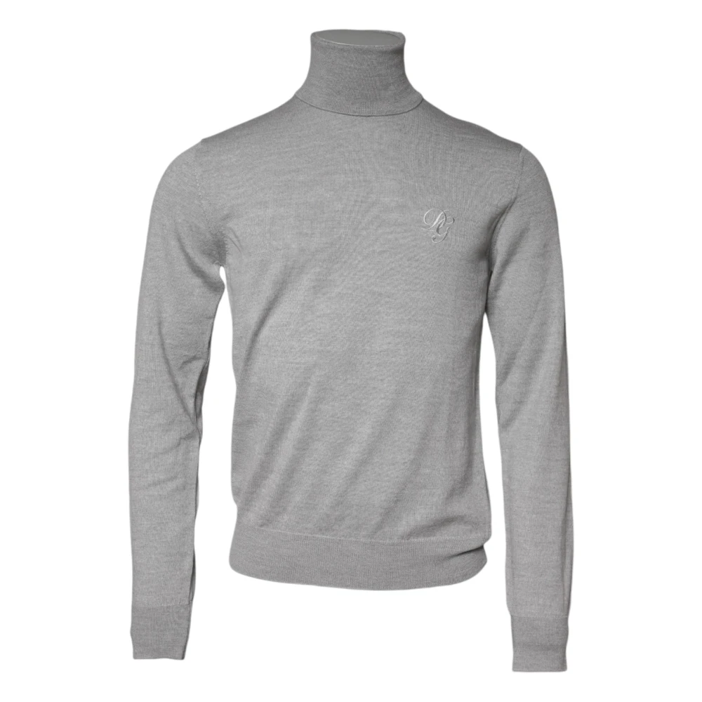 Dolce & Gabbana Men's Gray Turtlenecks, M, Wool Knitted Jumper