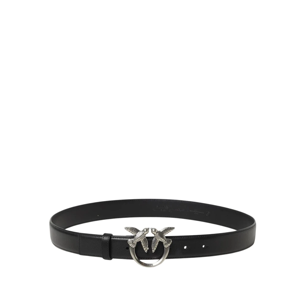 Pinko Women's Black Belts, L, Leather Belt With Bird Buckle