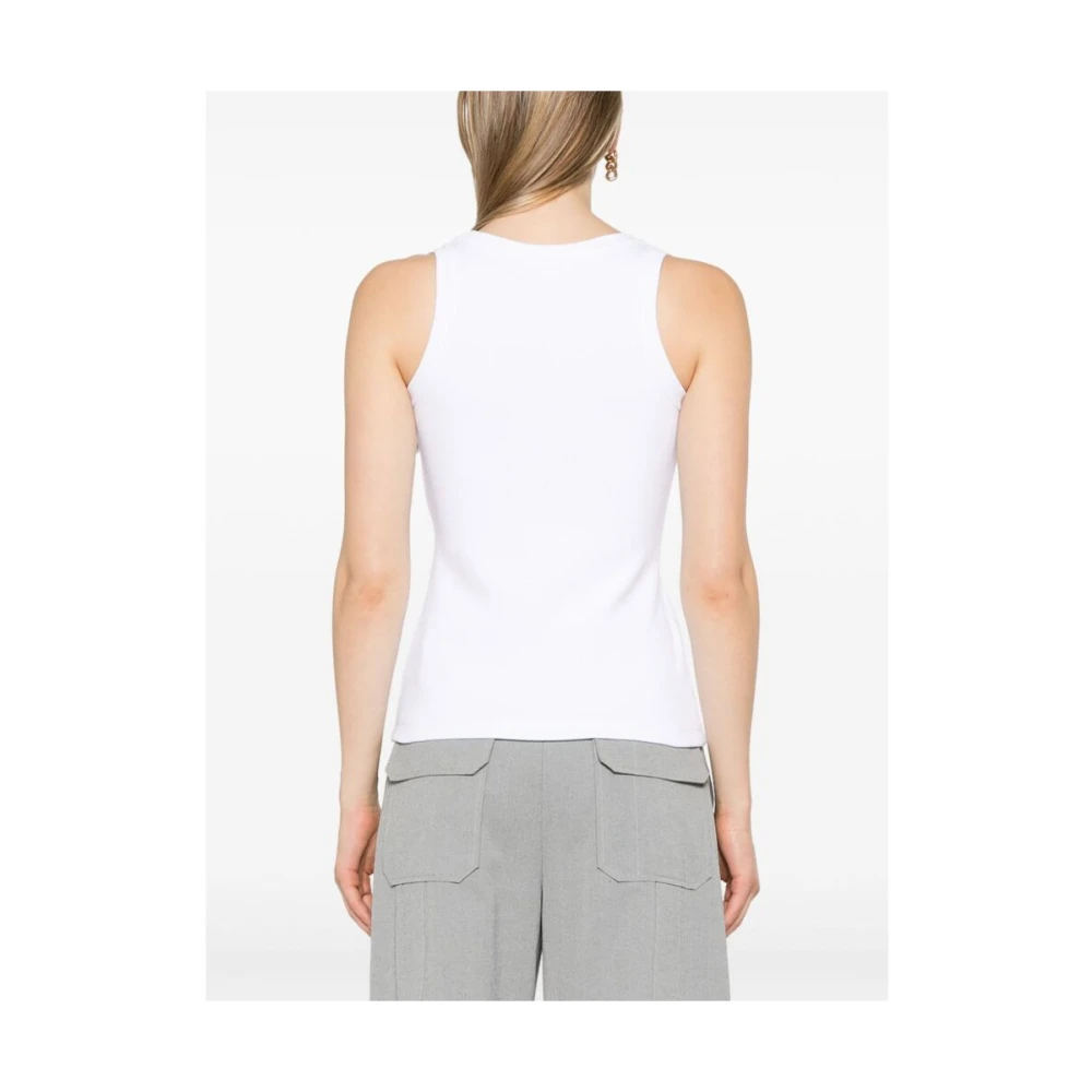 alexander mcqueen Witte geborduurde logo U-hals mouwloze top White Dames
