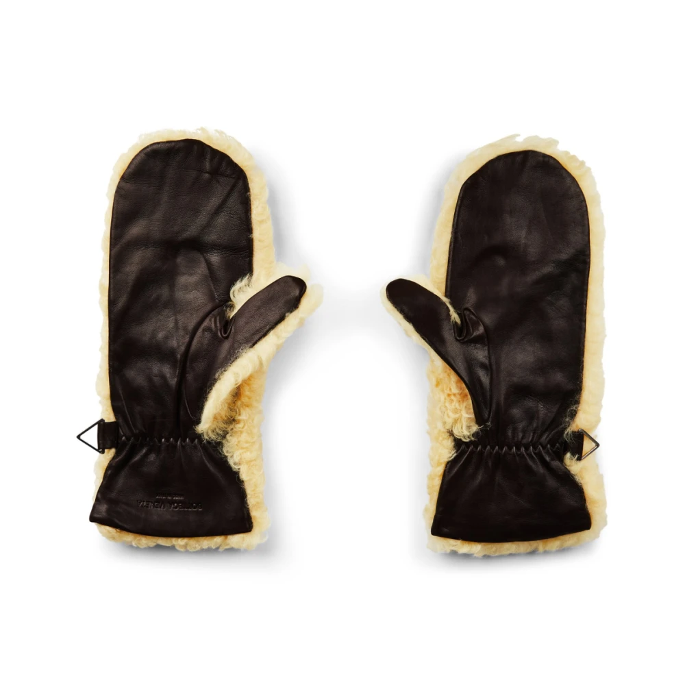 Bottega Veneta Shearling Leren Logo Handschoenen Beige Heren