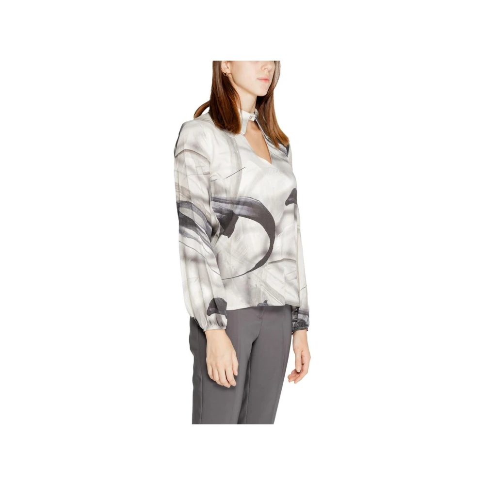 RINASCIMENTO Grijze Blouse met Abstracte Print en Keyhole Halslijn Multicolor Dames