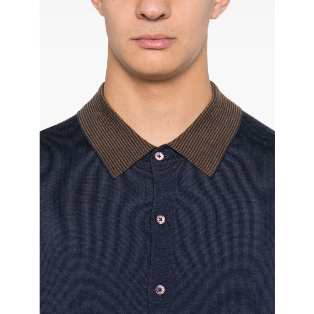 PS By Paul Smith Blauw Gestreepte Kraag Cardigan Sweater Blue Heren