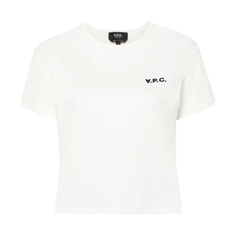 A.p.c. Logo Appliqué Crew Neck T-shirt White Dames