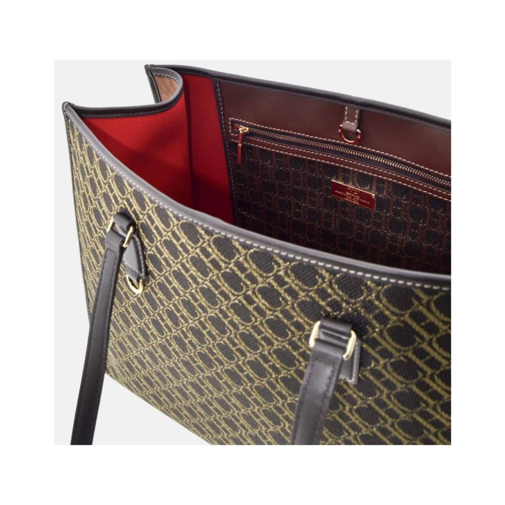 Carolina Herrera Canvas Shopping Charm Tas El Dorado Brown Dames