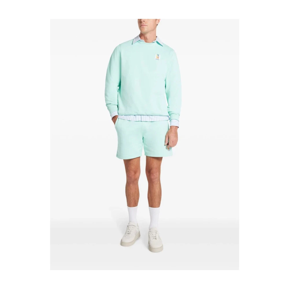 Casablanca Blauwe Katoenen Logo Patch Sweatshirt Blue Heren