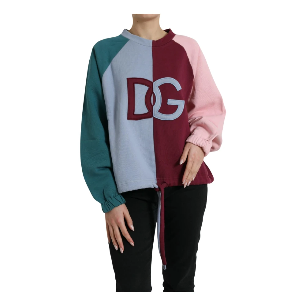 Dolce & Gabbana Logo Crewneck Cotton Sweater Multicolor Dames