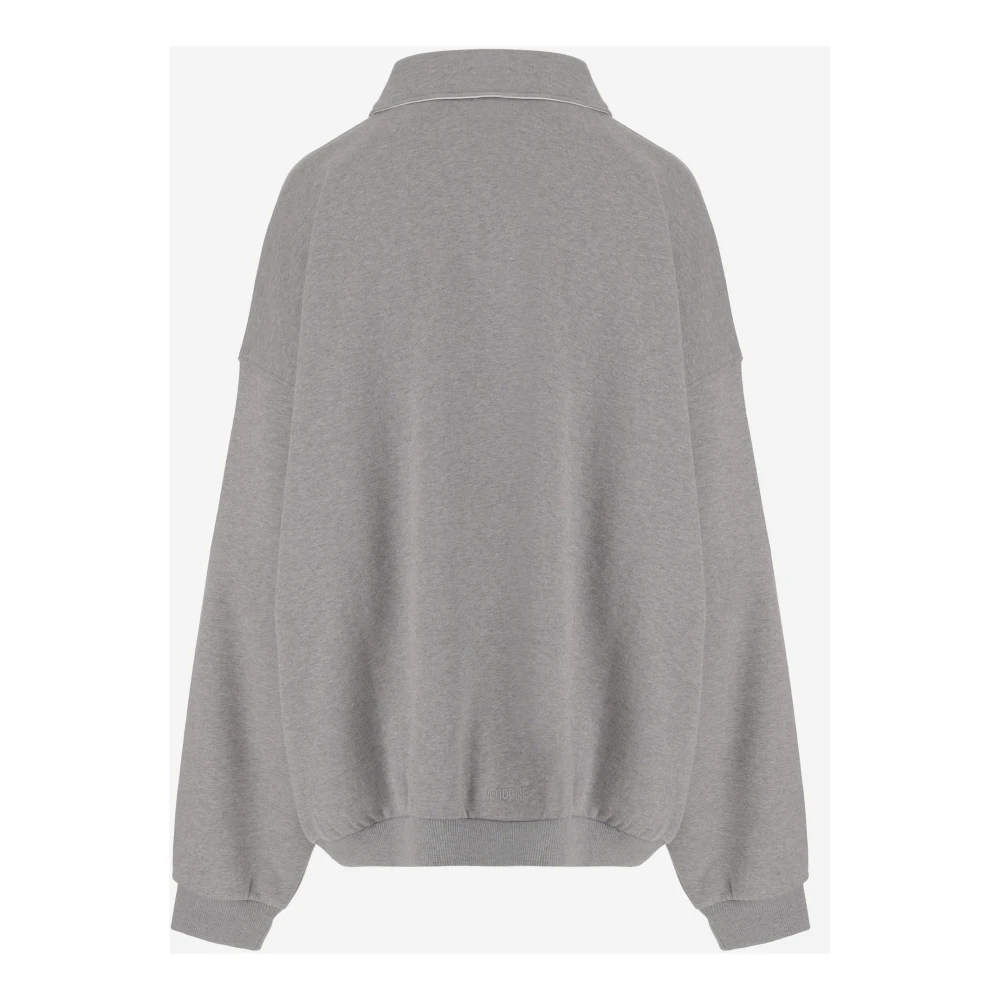 We11Done Grijze Katoenen Logo Sweatshirt Polo Kraag Gray Heren
