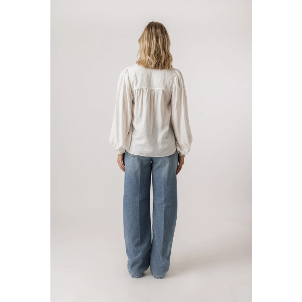 By-Bar Witte Off-Shoulder Puff Sleeve Blouse White Dames