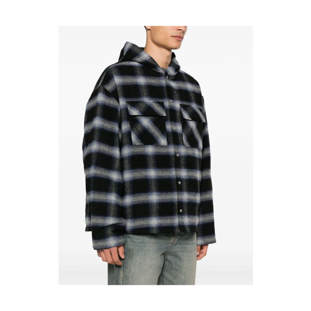 Represent Hooded Over Shirt Blue Heren