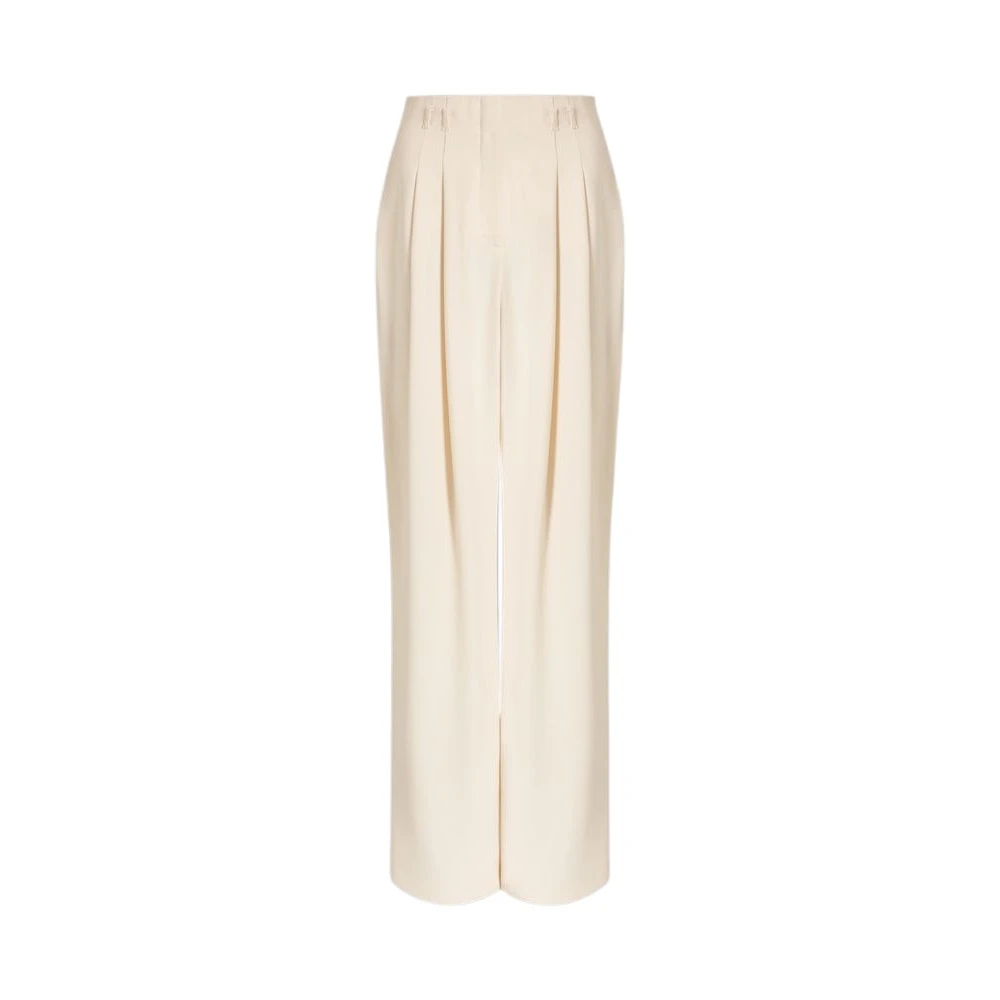 Alberta Ferretti Wide Trousers, Female, L, Wide-Leg Tailored Trousers Beige