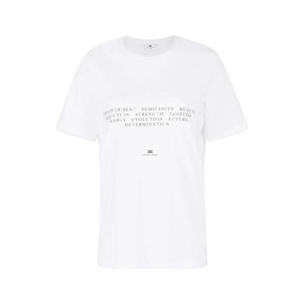 Elisabetta Franchi Women's White Short-Sleeved Jersey T-Shirt - T-Shirts - M - Tops