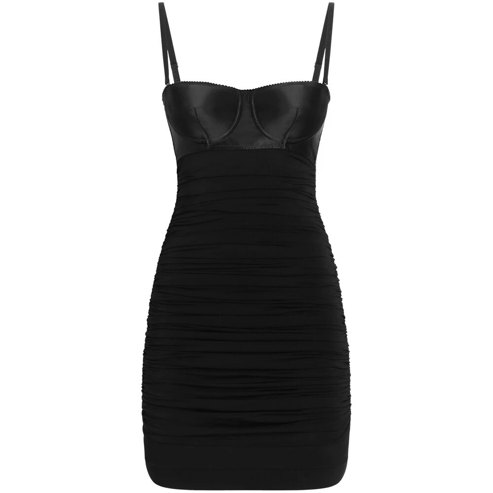 Dolce & Gabbana Zwarte Sweetheart Neck Jurk Black Dames