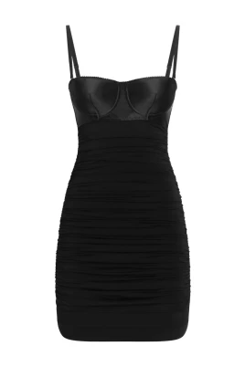 Svart Sweetheart Neck Klänning