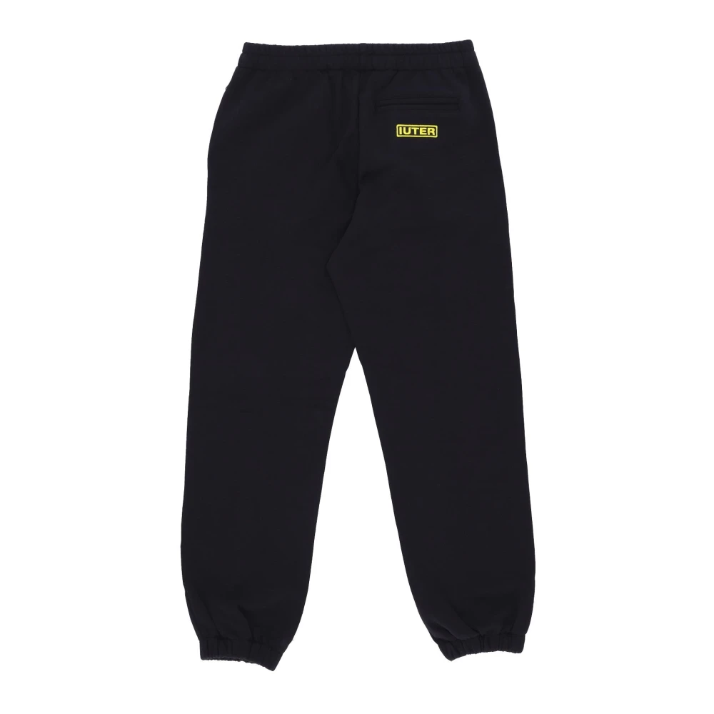 Iuter Zwarte Fleece Sweatpants Elastische Taille Black Heren