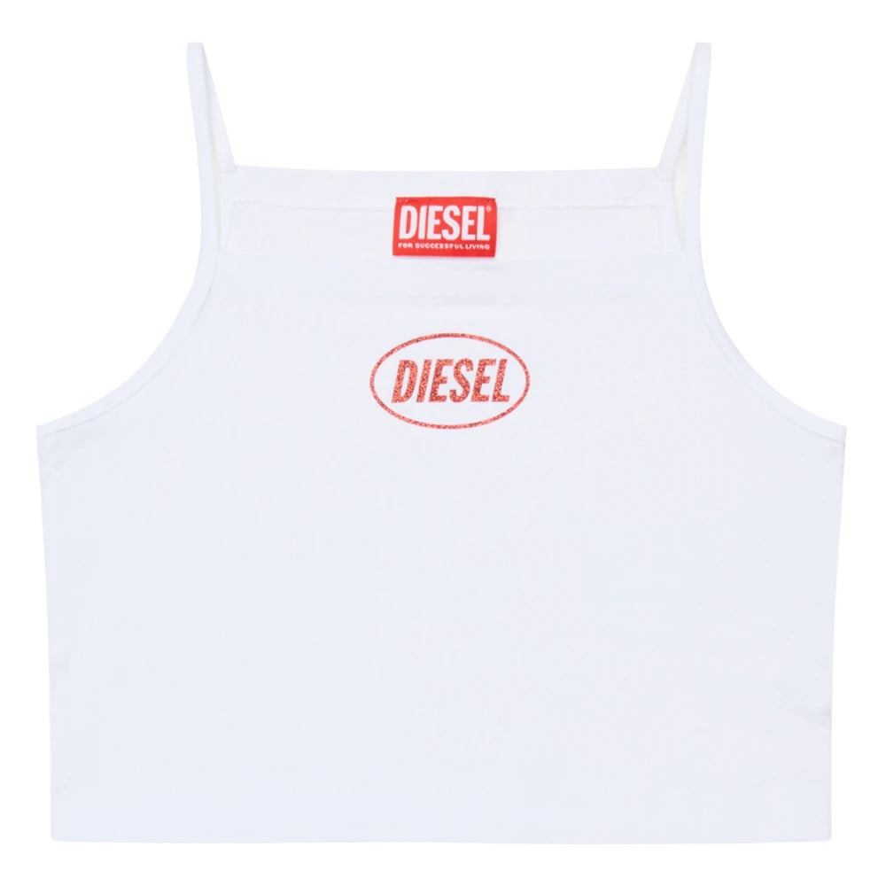 Diesel Girls White Kids Sleeveless Tops, 14 Y, Sleeveless Logo Top