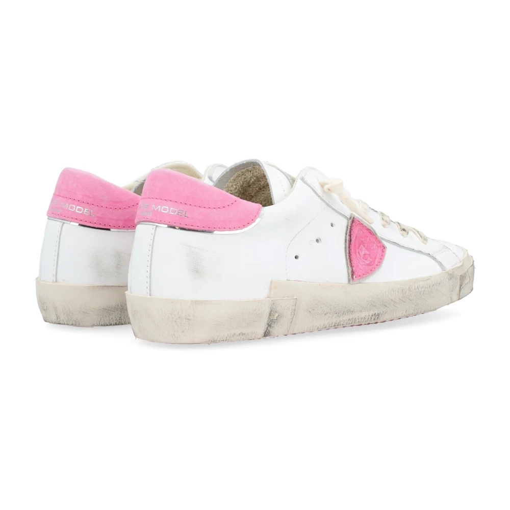 Philippe Model Paris X Leren Sneaker met Fuchsia Details Pink Dames