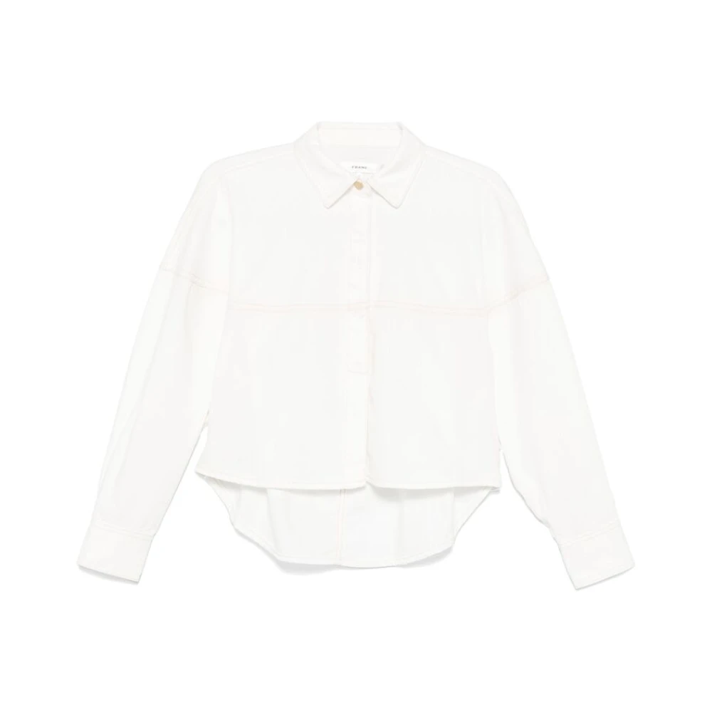 Frame Witte Blouse met Knopen en Verlaagde Zoom White Dames
