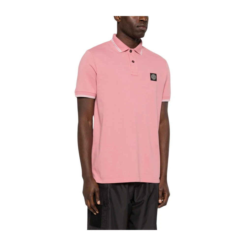 Stone Island Pink Polo Shirts, Male, S, Cotton Blend T-Shirt